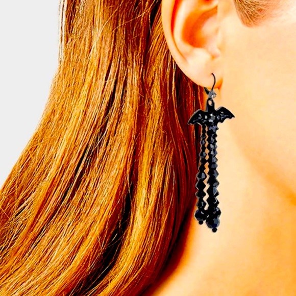 New Betsey Johnson Bat Fringe Earrings